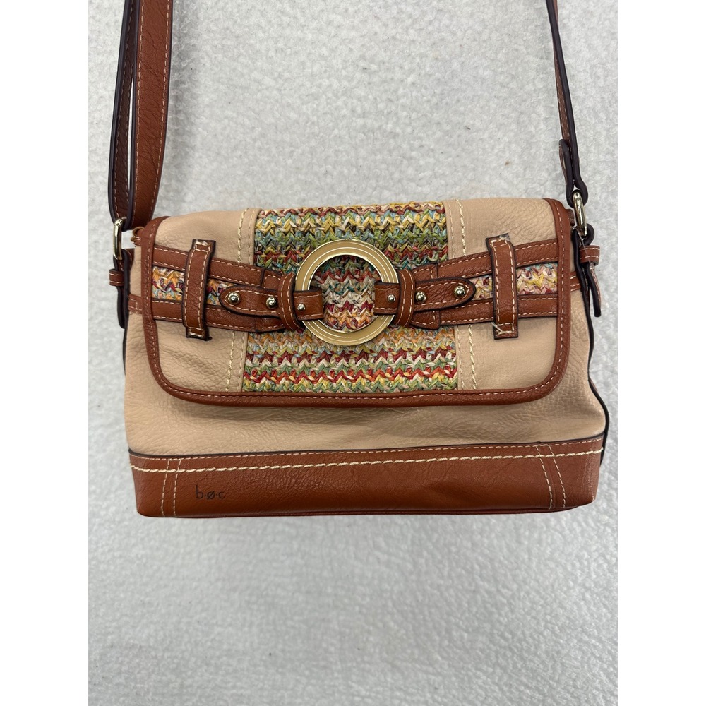 b.o.c. Crossbody Bag Woven Accent Buckle Detail Everyday Purse - Picture 7 of 11